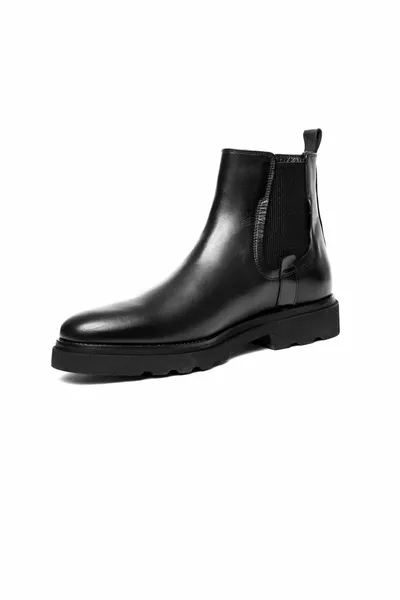 Мъжки черни ежедневни ботуши от естествена кожа 
