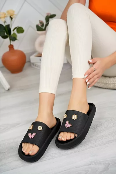 Donna Pietra Nera Casual Spiaggia Mare Piscina Pantofole Gel