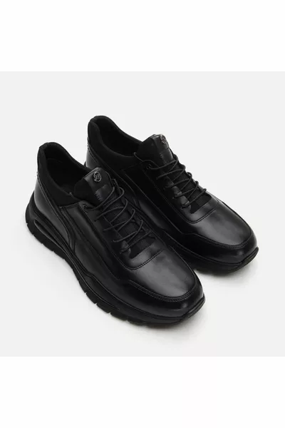Hakiki Deri Siyah Erkek Spor Ayakkabı