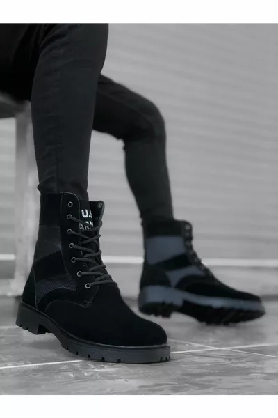 U.s Army Black Lace-Up Men's Sport Suede Postal Boots Mhn 