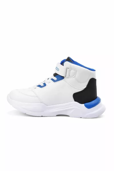  White-black-saks Velcro Boys' Basketball Shoes
