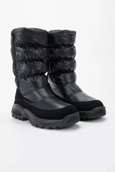 Maura Women's Black Leather & Textile Snow Boots
