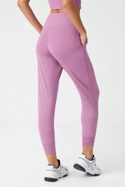 Lavendelkleurige joggingbroek met hoge taille joggingbroek voor dames