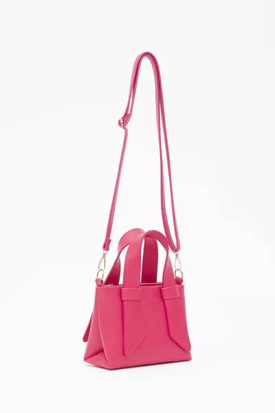 Fuchsia  جلد صناعي مقصورة واحدة بمقبض مزدوج حقيبة يد وكتف متقاطع L:  W:  W: 8 سم