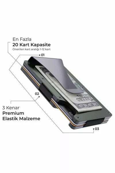 Cardx - مقاطع Burano - الجيل الجديد من محفظة الحد الأدنى وحامل البطاقات المعدنية - حماية RFID - للجنسين (KHAKI)