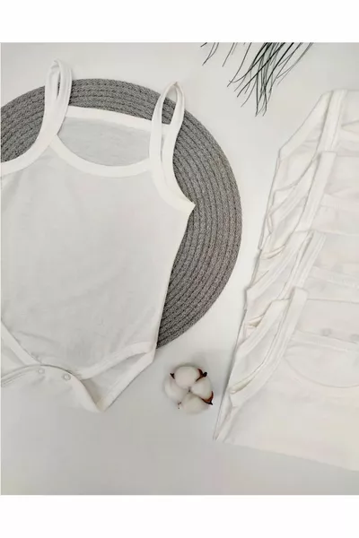 5 pièces String Strap Baby Tank Top Body Côtelé Blanc