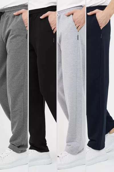 Multicolor Men's Straight Leg Comfortable Cut 4-Piece Sweatpants Pack