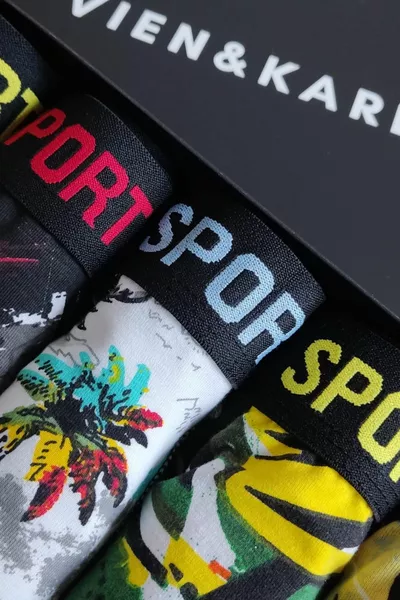 Boxer 5 pièces à motifs en coton peigné et lycra de qualité supérieure pour homme