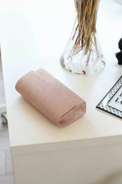 حقيبة كتف صغيرة بريق وردي نسائي