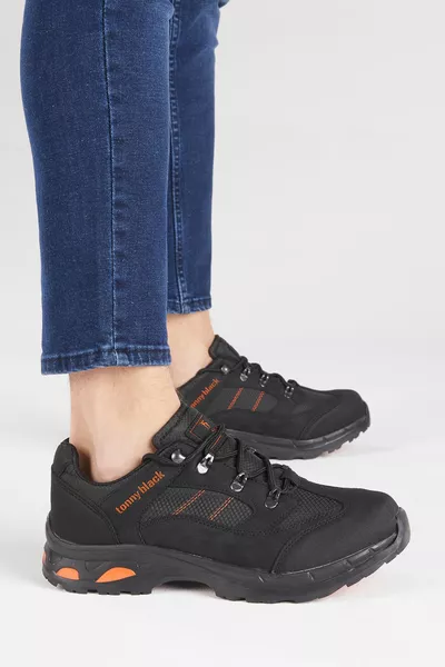 Zwart Oranje trekkingschoenen voor heren 