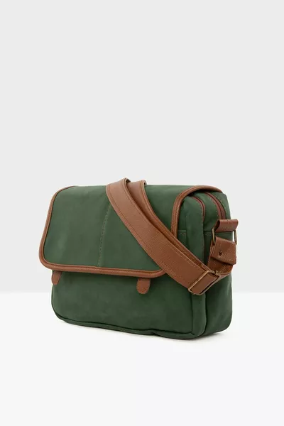 Green Clamshell Postman Crossbody Bag