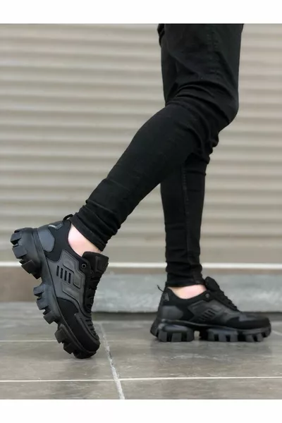 للجنسين بسيطة سوداء عالية النعل عارضة أحذية رياضية الجرار 