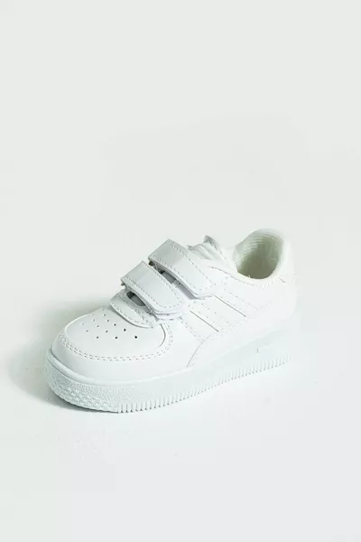 Children's Unisex White Sneakers Velcro Sports Casual Kids Shoes