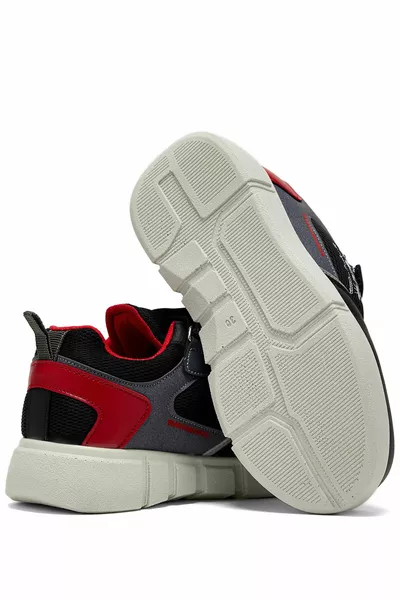 Unisex Zwart Rood Casual Fit klittenbandschoenen voor kinderen