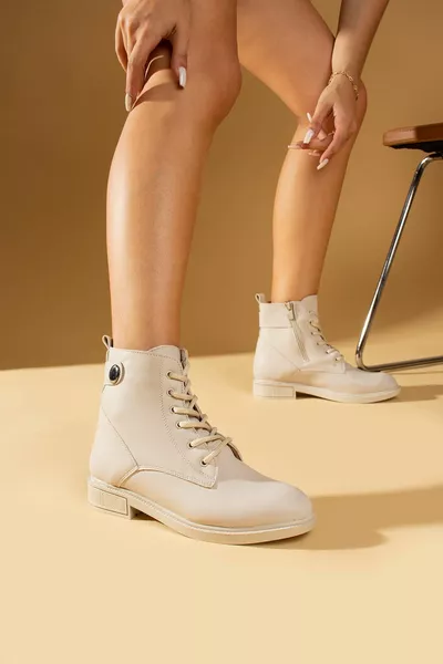 المرأة كريم بولي وحيد سستة عارضة تناسب دافئة بطانة الدانتيل متابعة الأحذية البريدية