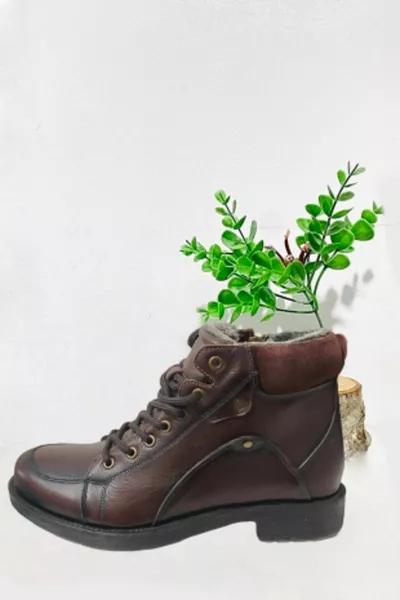 Echtes Leder Winter Gummisohle Fell in Herrenstiefeln