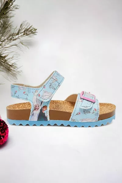 Bevroren blauwe sandalen met klittenband