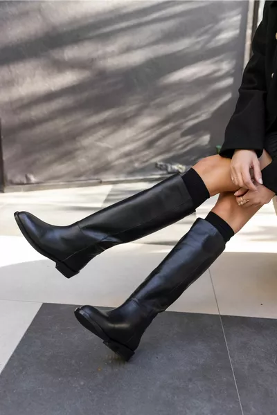 Lovell Women's Black Real Leather Boots