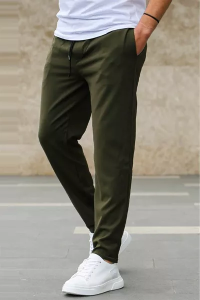 Herren Narrow Fit Khaki Jogginghose Doppelbein