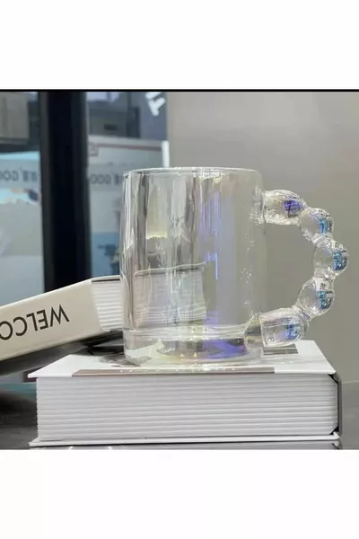 Heat Resistant Borosilicate Bead Handle Scandinavian Style Glass Cup Coffee Presentation Cup