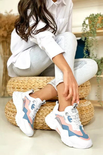 Дамски синьо-бели маратонки