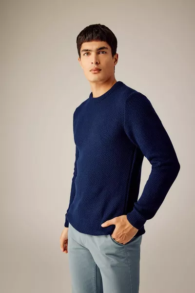 Blu navy Standard Fit Normal Fit Girocollo maglia maglione wn