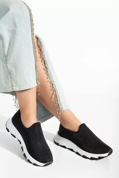 Comfystride Дамски черен камък Трикотаж Чорапи Маратонки Маратонки