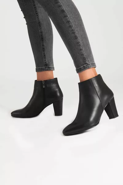 جلد طبيعي المرأة الأحذية ذات الكعب العالي بسحاب وأشار اصبع القدم الشتاء التمهيد