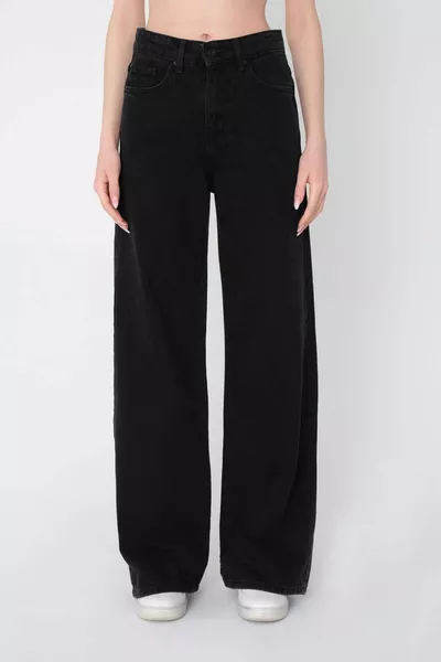 خصر مرتفع واسع الساق جان 