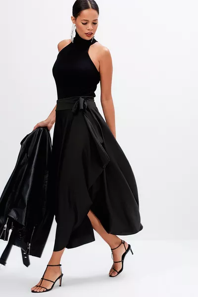 Women's Black Asymmetrical Skirt 