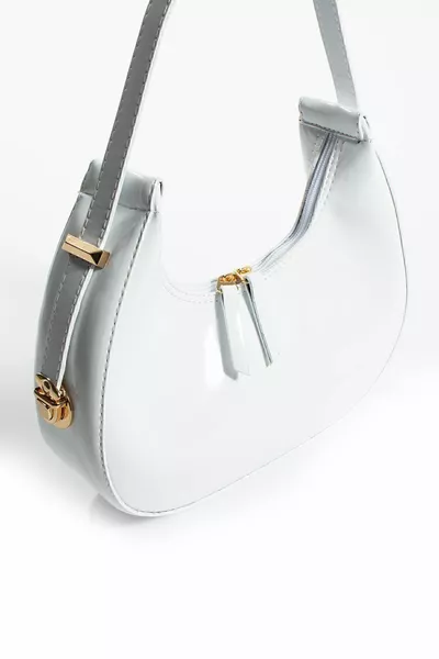 حقيبة يد وكتف نسائية لامعة من جلد الرغيف الفرنسي اللامع