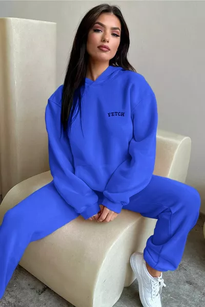 Fetch Спортивный костюм Толстовка Джоггер - Sax Blue Принт Оверсайз Толстовка
