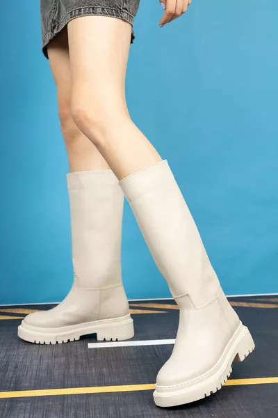 نسائي بيج الركبة سميكة وحيد مقاوم للماء أحذية الموسم الجديد