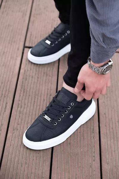  Zwarte kleur witte zool heren casual schoenen