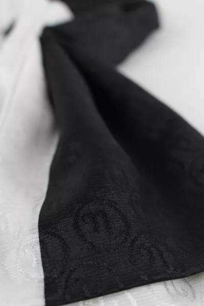 Indian Silk Monogram Shawl Black/White