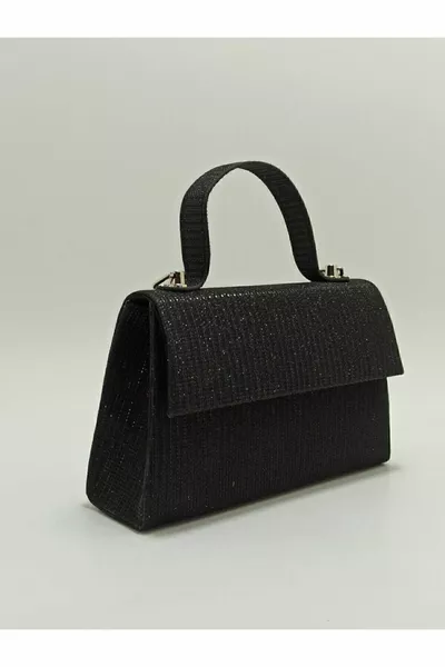 Kadın Siyah Simli Abiye Çanta