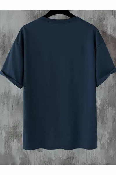 Unisex Navy Blue Forgotten Oversize Crew Neck Tshirt