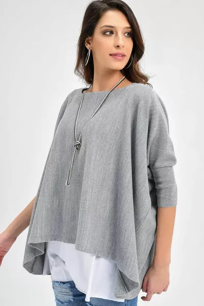 Damen Strick Poncho 