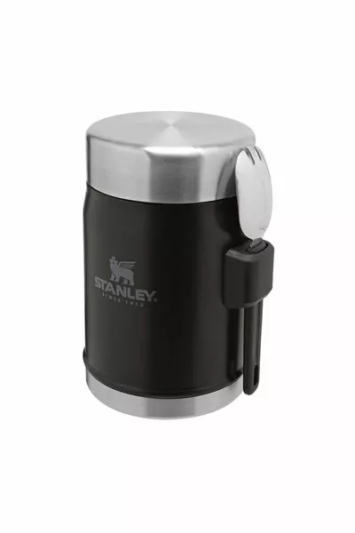 Klassieke RVS Thermoskan met lepel zwart 0, lt