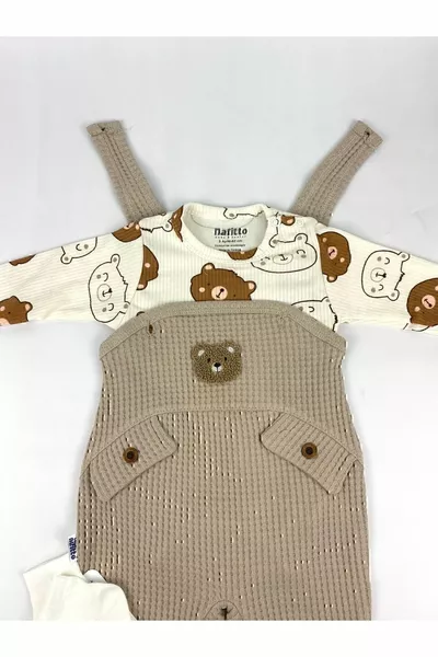 Bär bestickter Baby Boy Jumpsuit