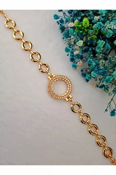 Quarter Armband, Quarter Gold Worn Ring Chain Armband