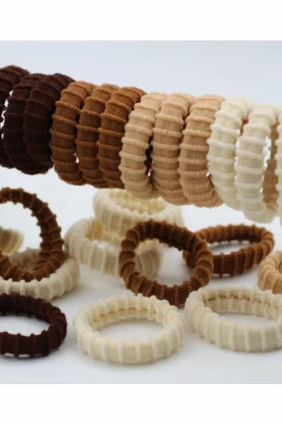 Women's Brown Ultra Flexible Serrated  Pcs Terry Rubber Clasp Set