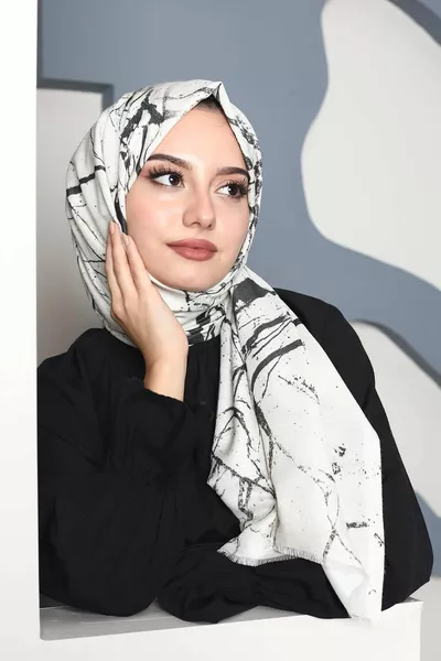 Marmo Pattern Scialle di cotone bianco