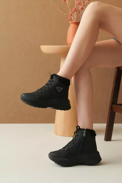 Schwarz Schwarz Unisex Stiefel 