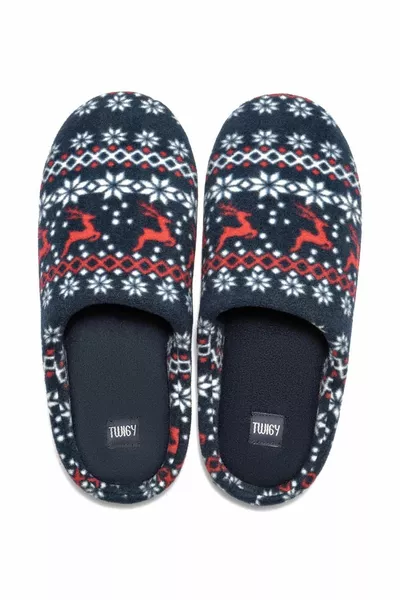  Tw الصوف المنزل الأزرق الداكن البندوف الرجال