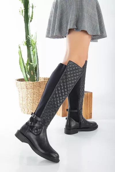 أحذية نسائية بسحاب مع مشبك مزدوج ممتد للخلف