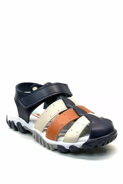  صنادل العظام للأولاد باللون الأزرق الداكن / البيج / البني