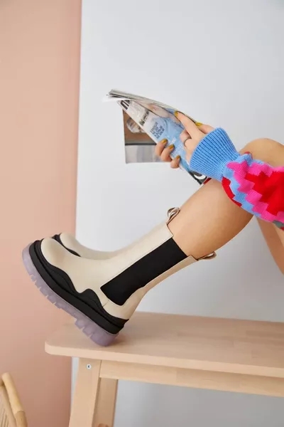 Gloria Beige Женские сапоги на толстой подошве из натуральной кожи