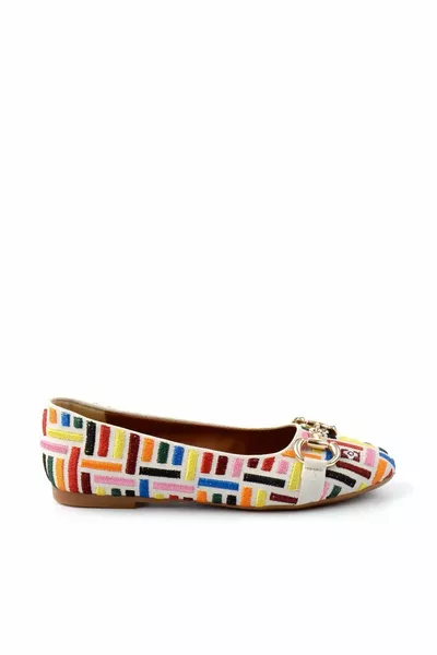 Ecru Embroidered Women's Loafer Shoes 