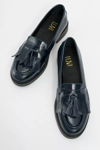 Milina Laci Patent Leather Scarpe Mocassini Donna In Vera Pelle Con Nappe